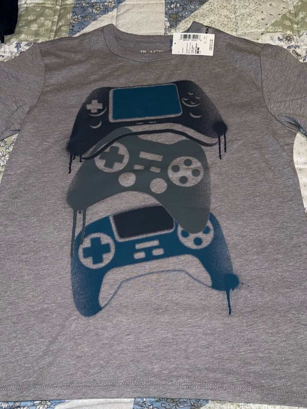 The Children’s Place Boys Size M 7 8 Medium New NWT Gray Gamer Shirt